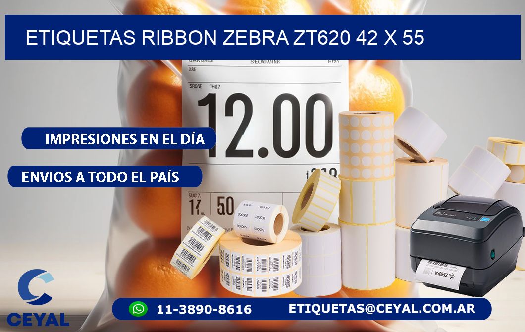 ETIQUETAS RIBBON Zebra ZT620 42 x 55