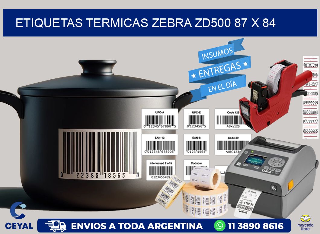 ETIQUETAS TERMICAS ZEBRA ZD500 87 x 84