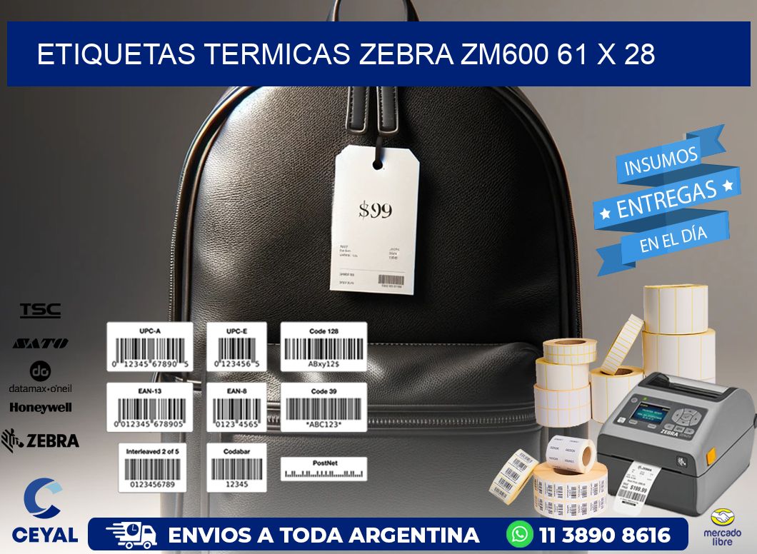 ETIQUETAS TERMICAS ZEBRA ZM600 61 x 28