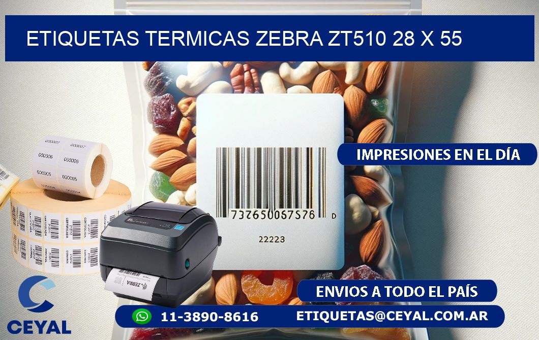 ETIQUETAS TERMICAS ZEBRA ZT510 28 x 55