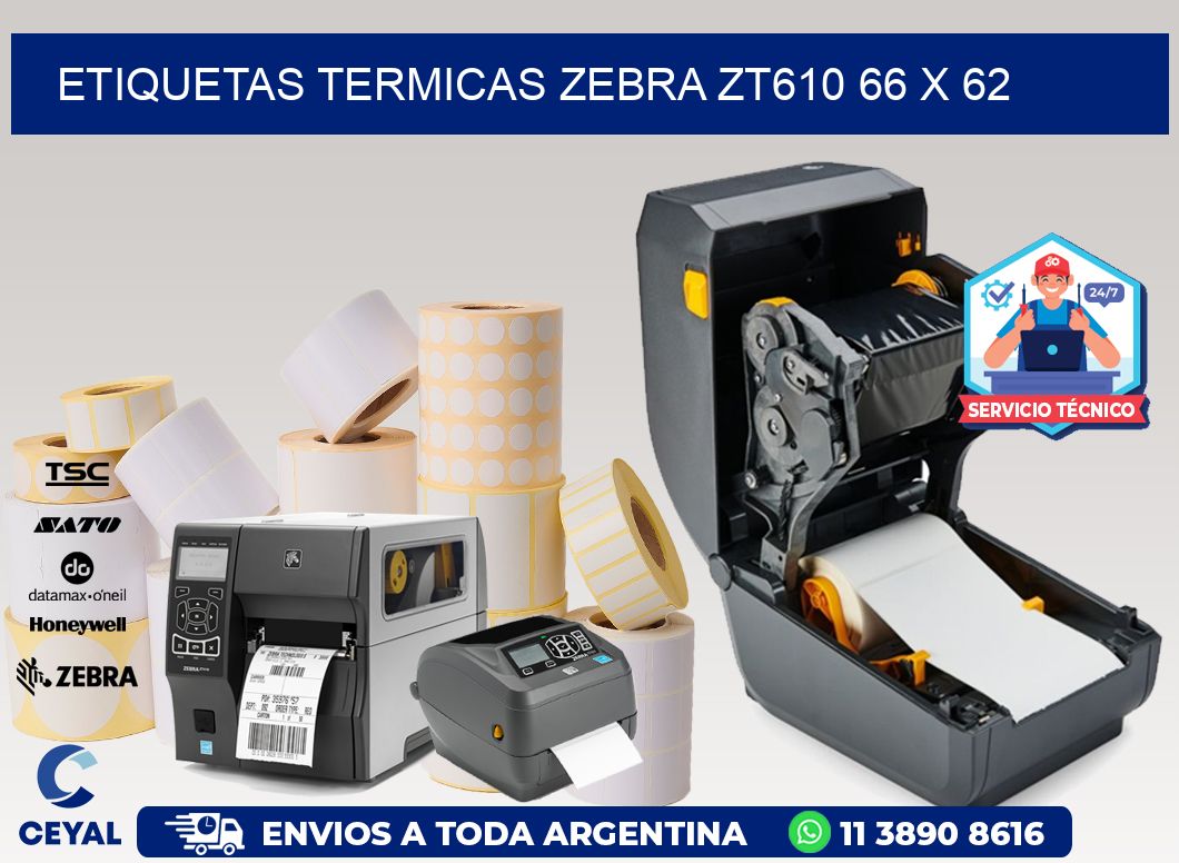 ETIQUETAS TERMICAS ZEBRA ZT610 66 x 62