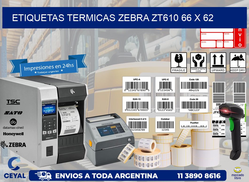 ETIQUETAS TERMICAS ZEBRA ZT610 66 x 62