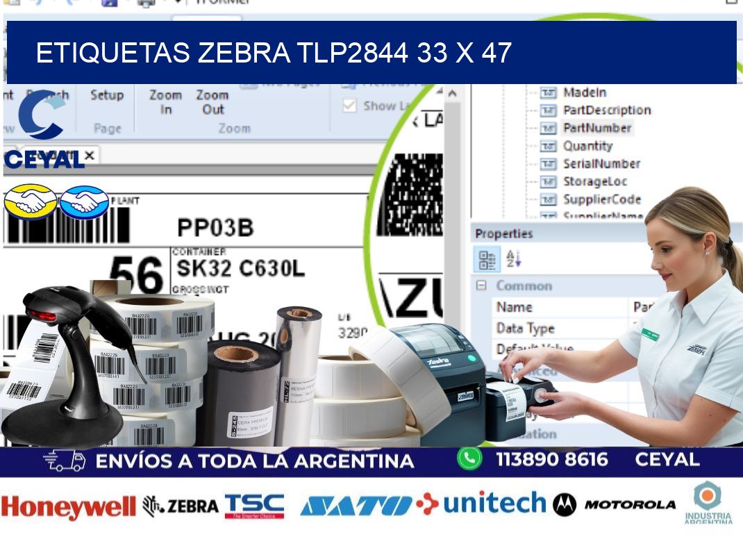 ETIQUETAS Zebra TLP2844 33 x 47