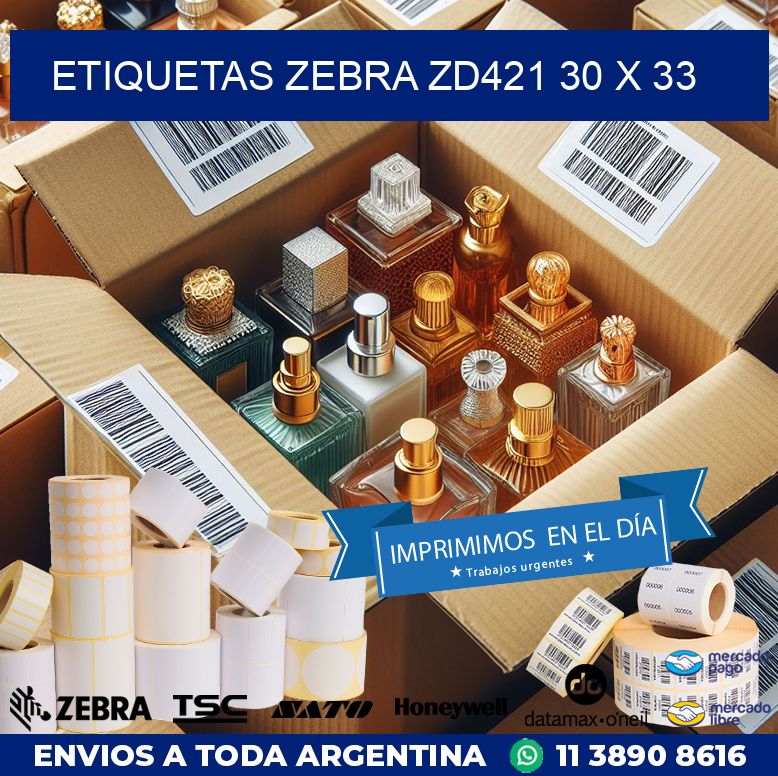 ETIQUETAS Zebra ZD421 30 x 33