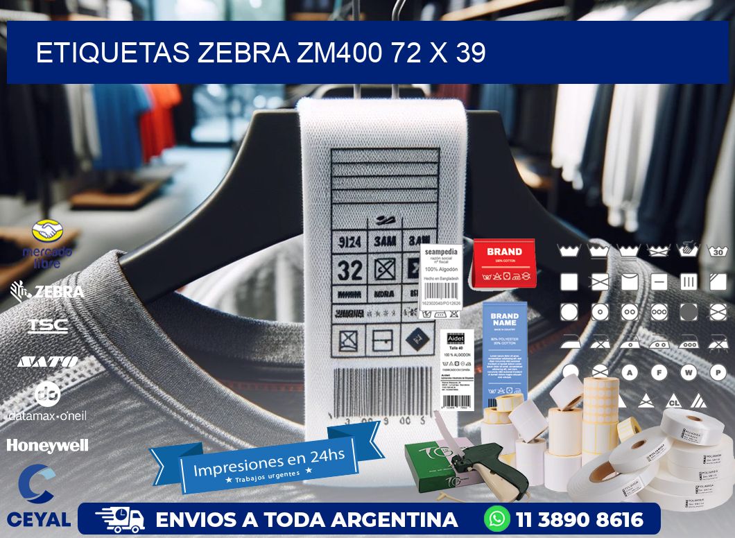 ETIQUETAS Zebra ZM400 72 x 39