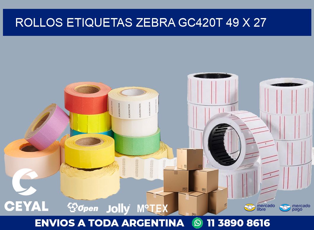 ROLLOS ETIQUETAS Zebra GC420T 49 x 27