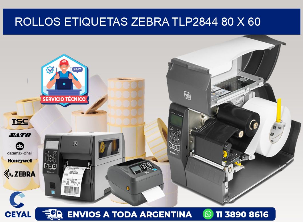 ROLLOS ETIQUETAS Zebra TLP2844 80 x 60