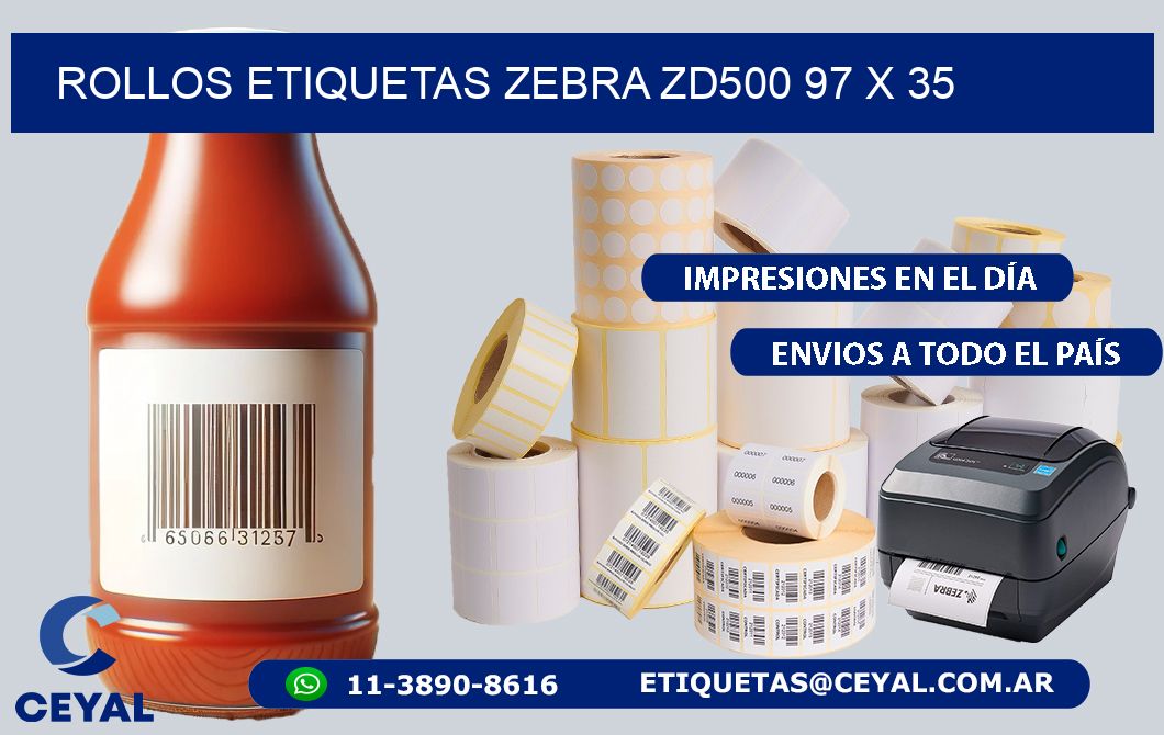 ROLLOS ETIQUETAS Zebra ZD500 97 x 35