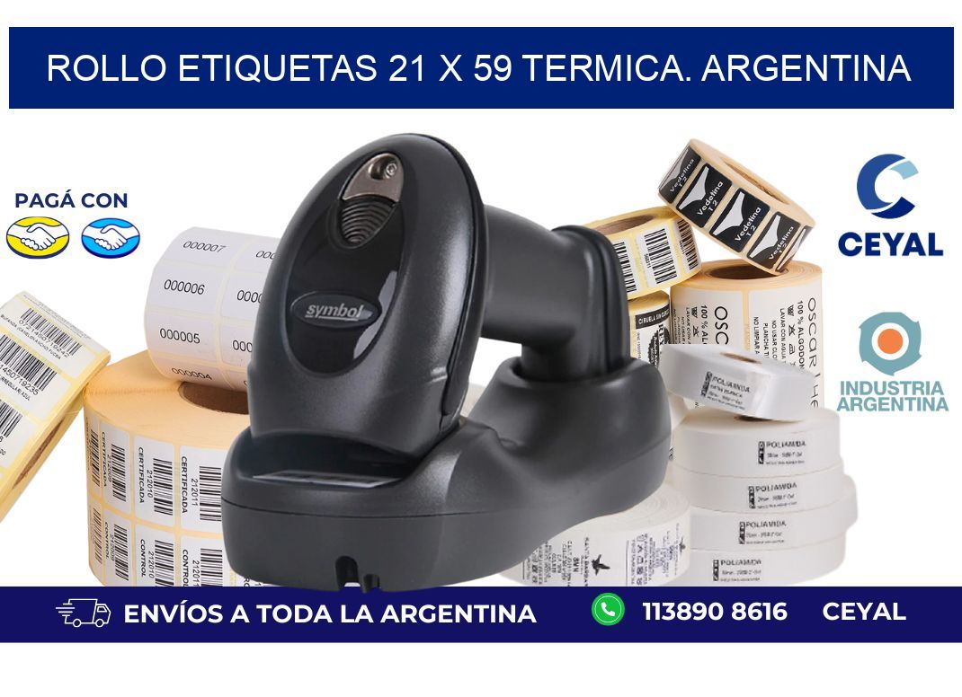 Rollo etiquetas 21 x 59 termica. Argentina