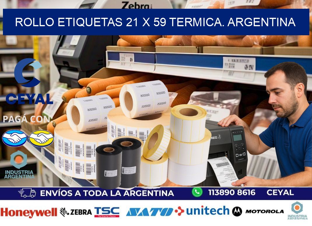 Rollo etiquetas 21 x 59 termica. Argentina