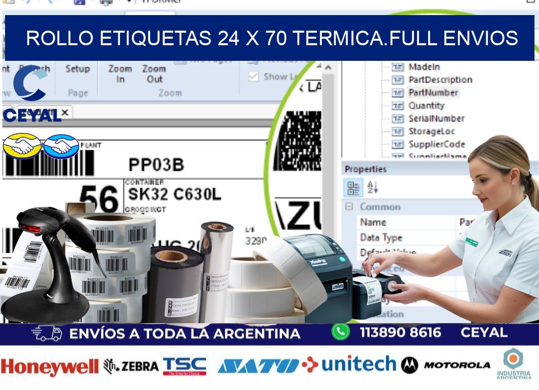Rollo etiquetas 24 x 70 termica.full envios