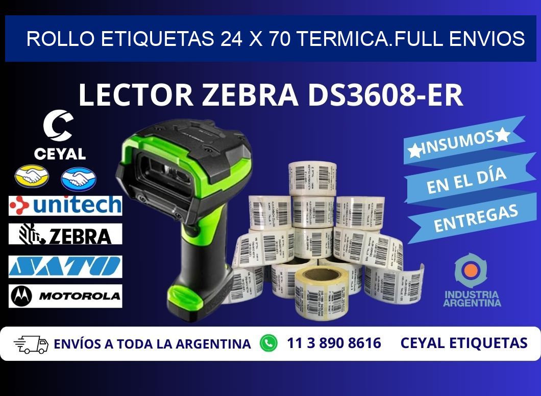 Rollo etiquetas 24 x 70 termica.full envios