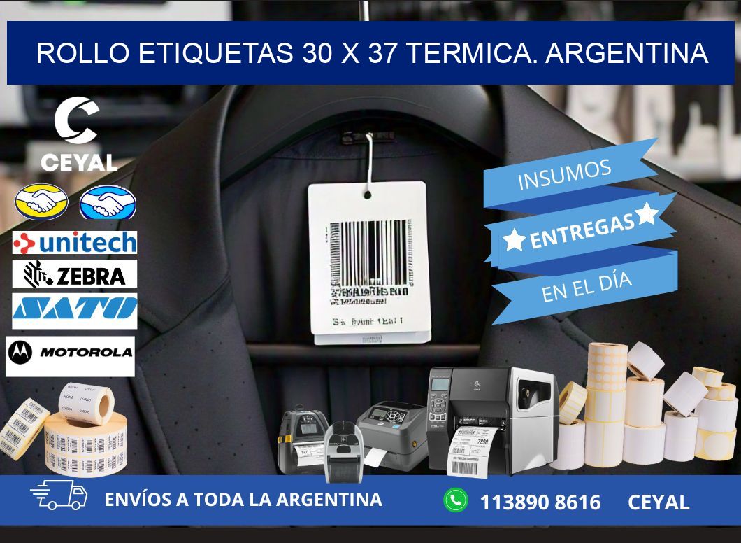 Rollo etiquetas 30 x 37 termica. Argentina