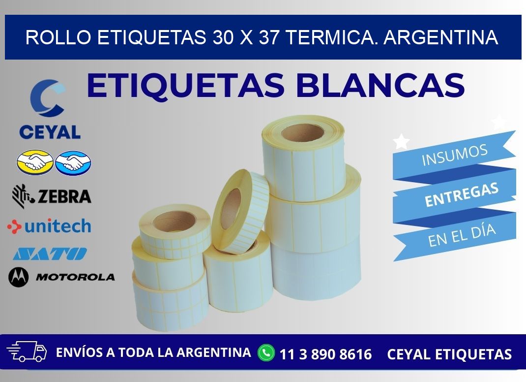 Rollo etiquetas 30 x 37 termica. Argentina