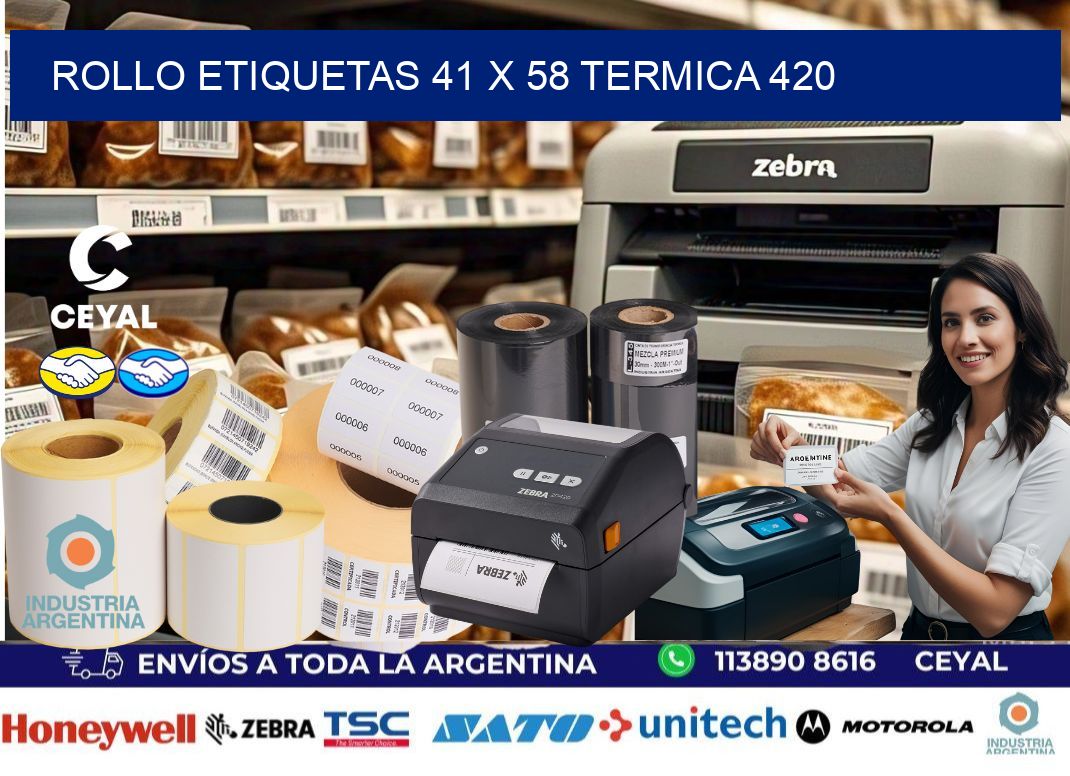 Rollo etiquetas 41 x 58 termica 420
