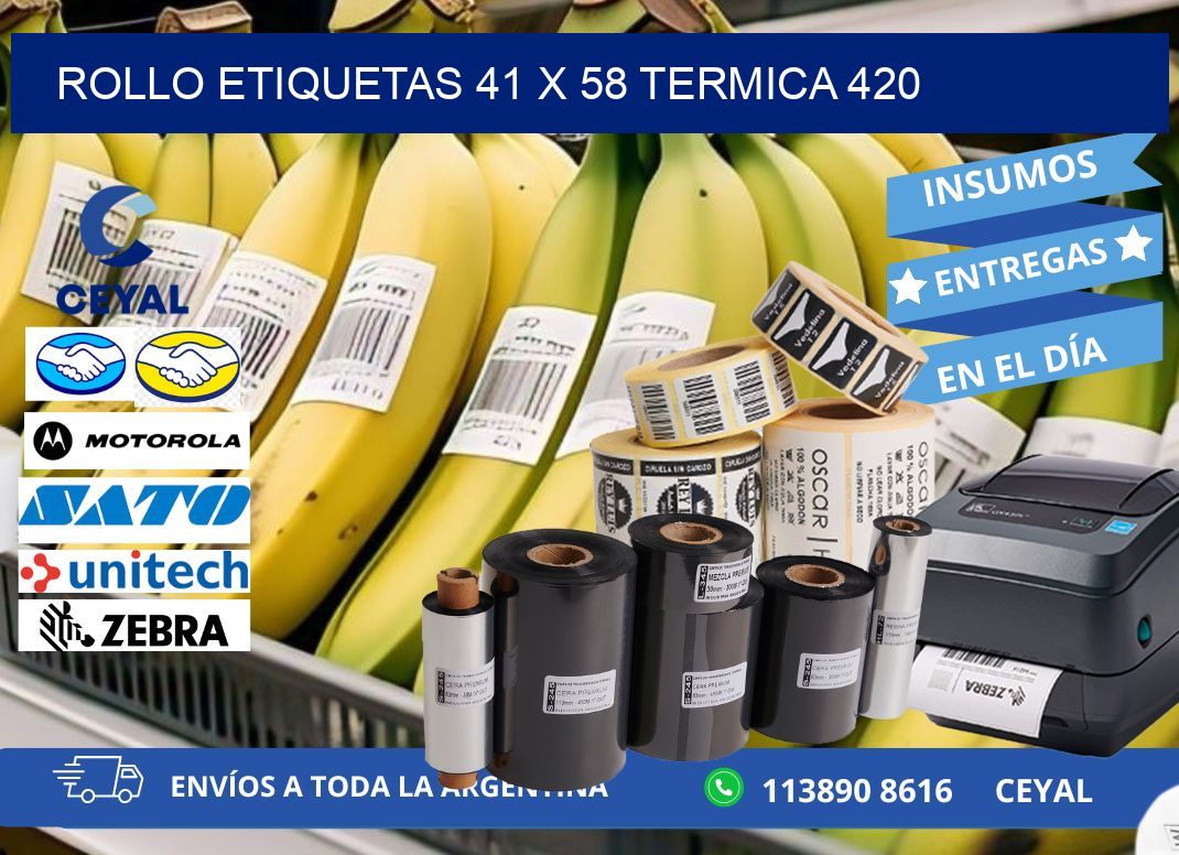 Rollo etiquetas 41 x 58 termica 420