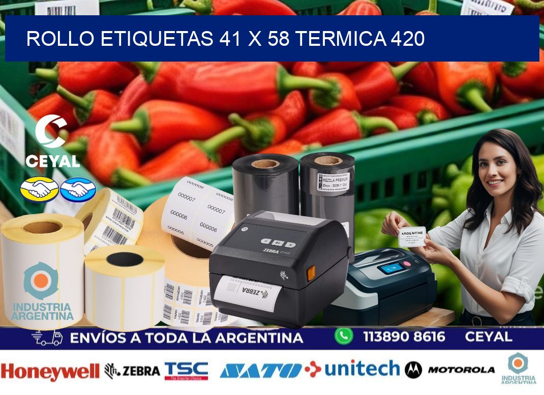 Rollo etiquetas 41 x 58 termica 420