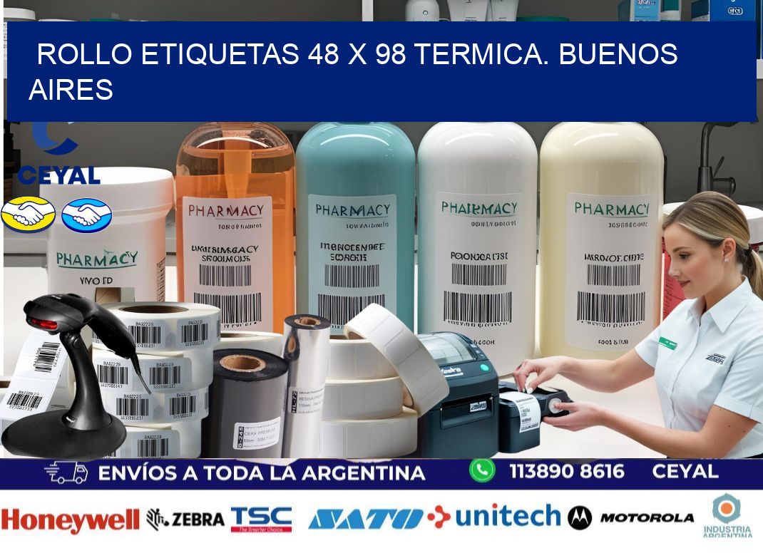 Rollo etiquetas 48 x 98 termica. Buenos Aires