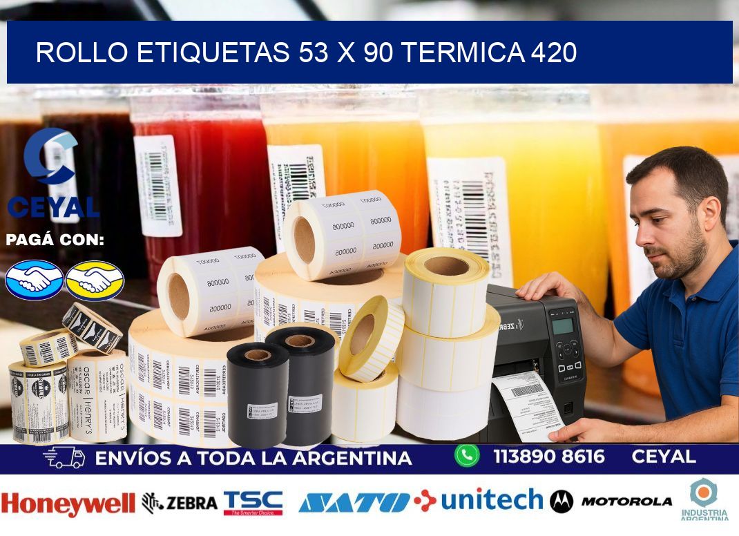 Rollo etiquetas 53 x 90 termica 420