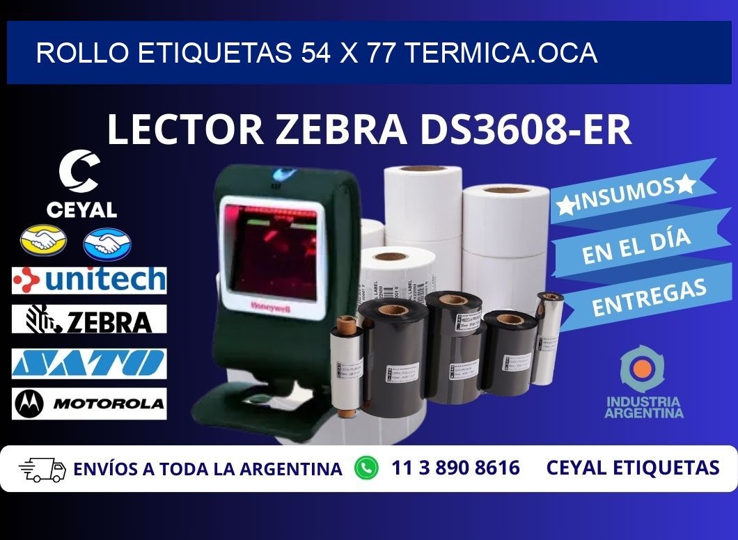 Rollo etiquetas 54 x 77 termica.OCA
