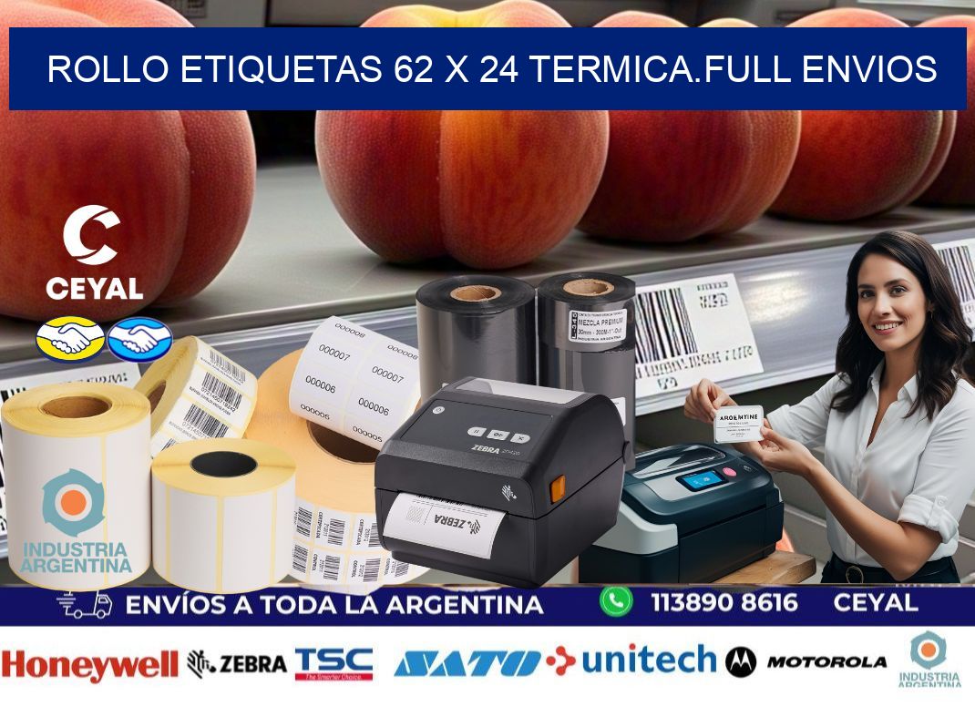 Rollo etiquetas 62 x 24 termica.full envios
