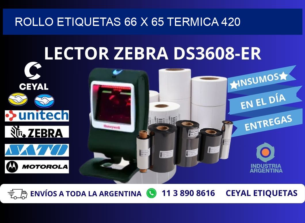Rollo etiquetas 66 x 65 termica 420