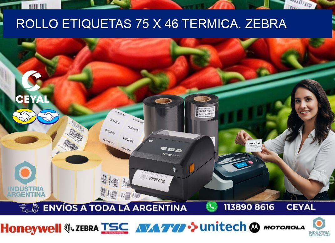 Rollo etiquetas 75 x 46 termica. zebra