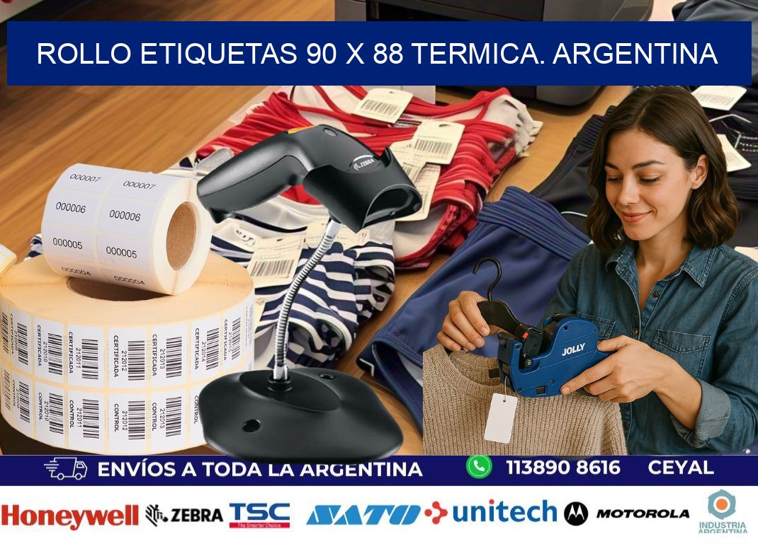 Rollo etiquetas 90 x 88 termica. Argentina