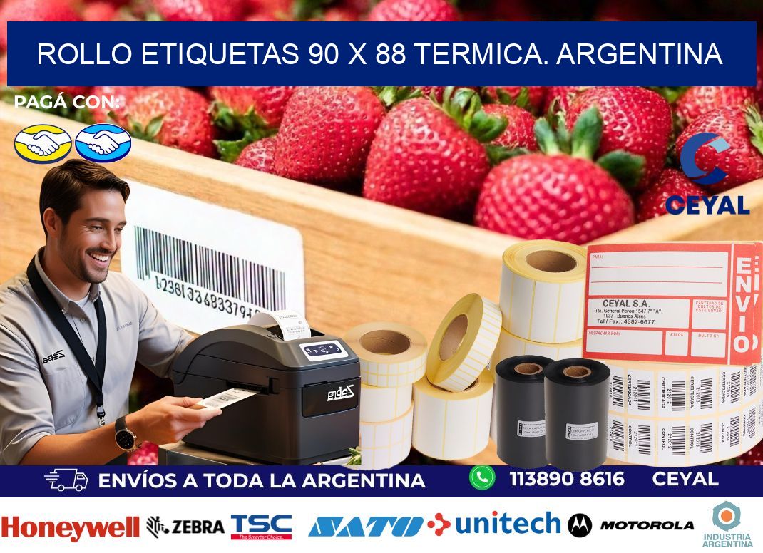 Rollo etiquetas 90 x 88 termica. Argentina