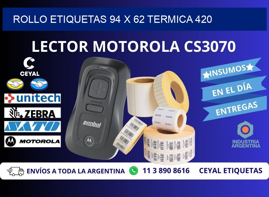 Rollo etiquetas 94 x 62 termica 420