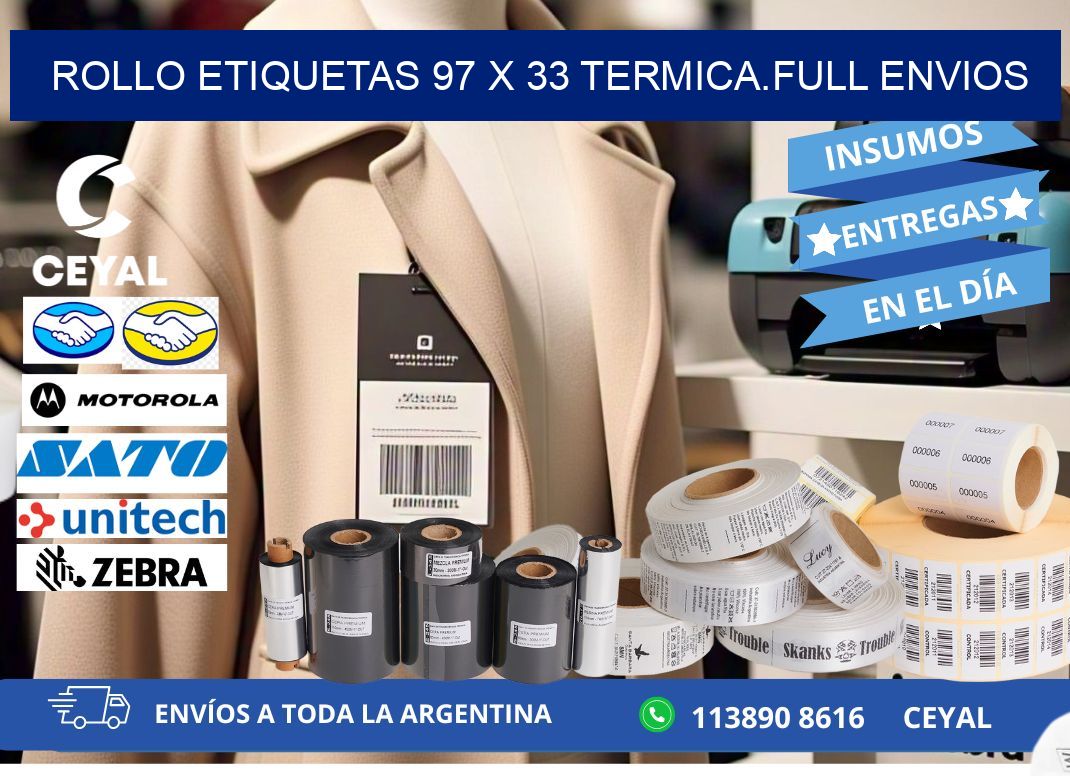 Rollo etiquetas 97 x 33 termica.full envios