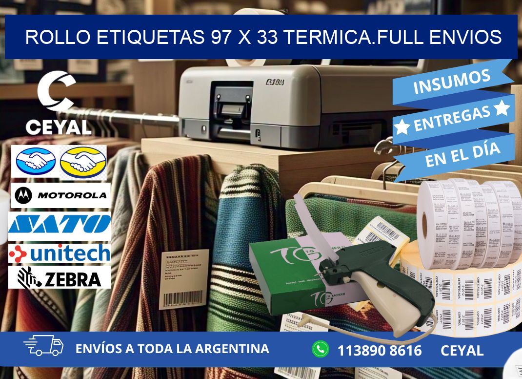 Rollo etiquetas 97 x 33 termica.full envios