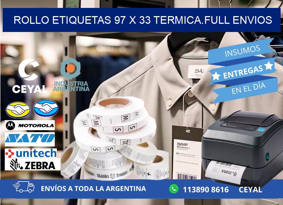 Rollo etiquetas 97 x 33 termica.full envios