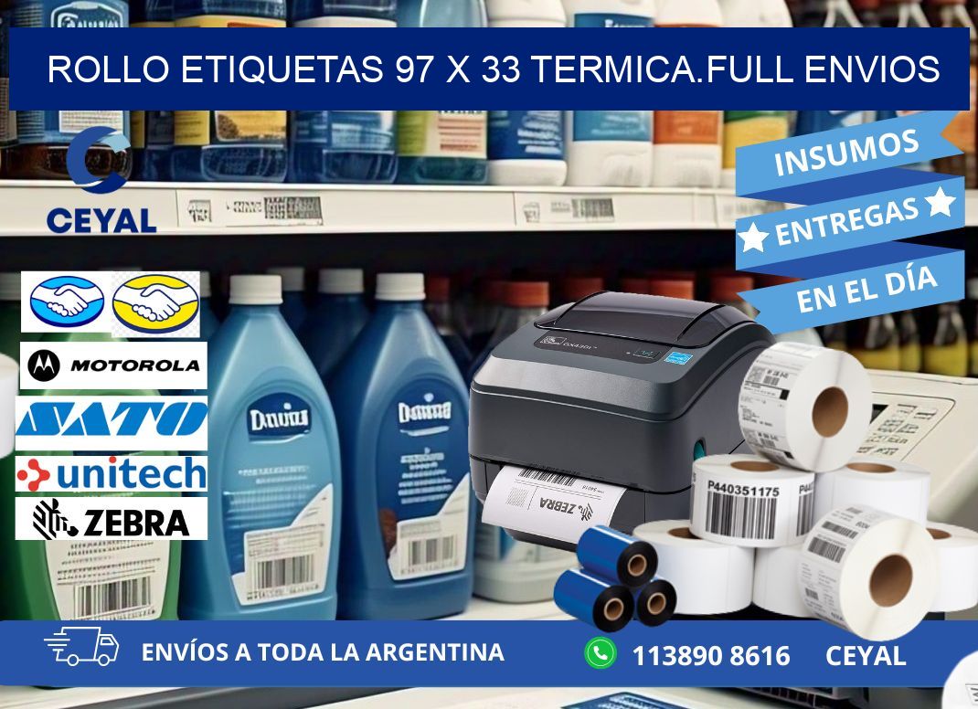 Rollo etiquetas 97 x 33 termica.full envios
