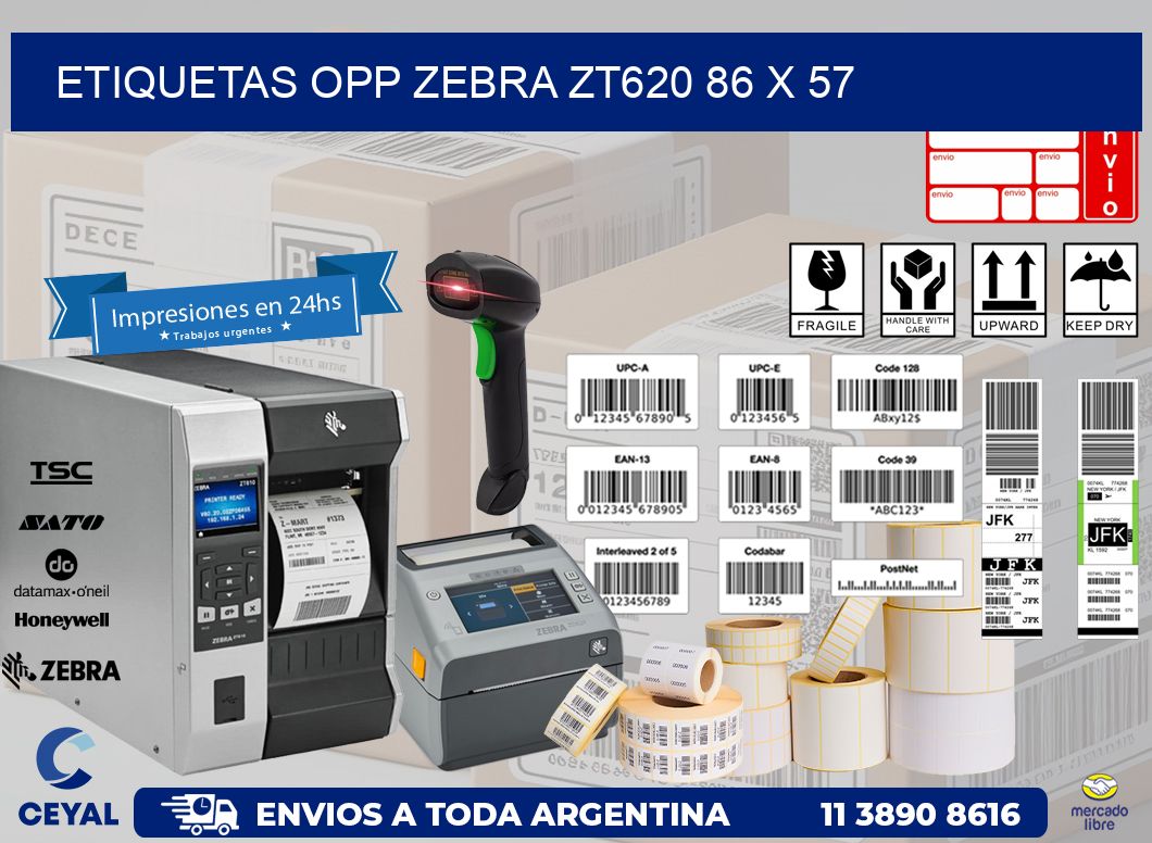 ETIQUETAS OPP ZEBRA ZT620 86 x 57