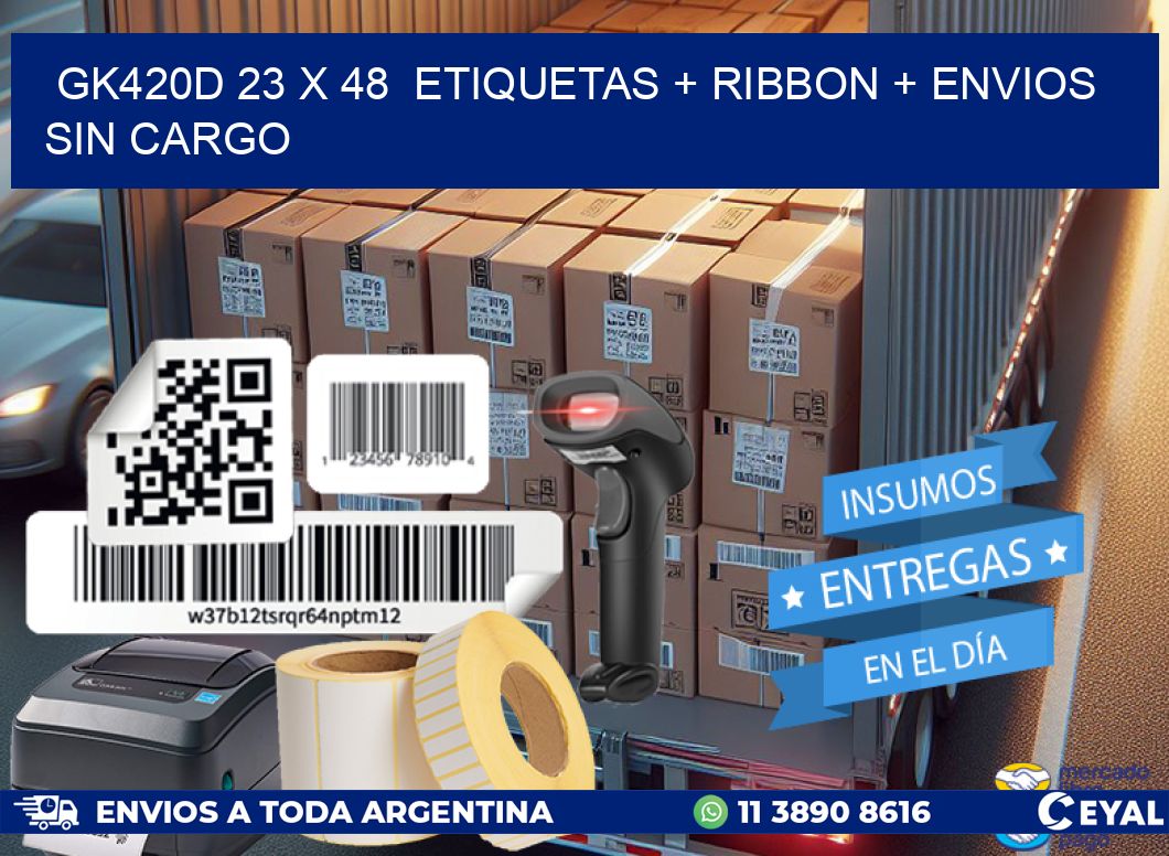 GK420D 23 x 48  etiquetas + ribbon + envios sin cargo