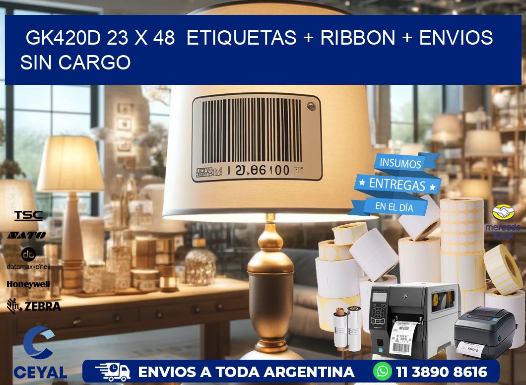 GK420D 23 x 48  etiquetas + ribbon + envios sin cargo