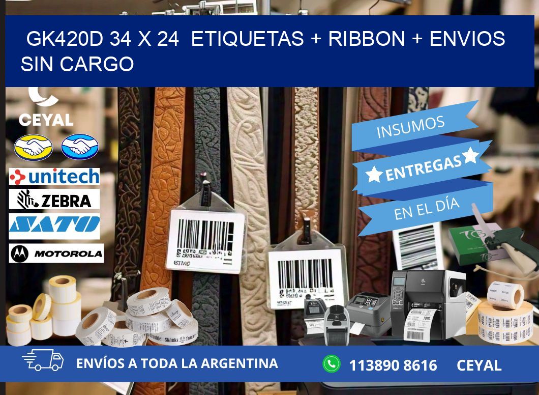 GK420D 34 x 24  etiquetas + ribbon + envios sin cargo