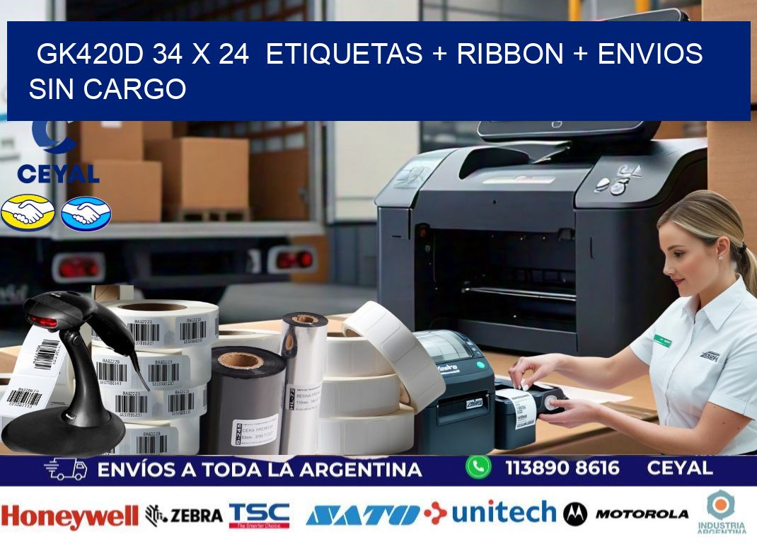 GK420D 34 x 24  etiquetas + ribbon + envios sin cargo