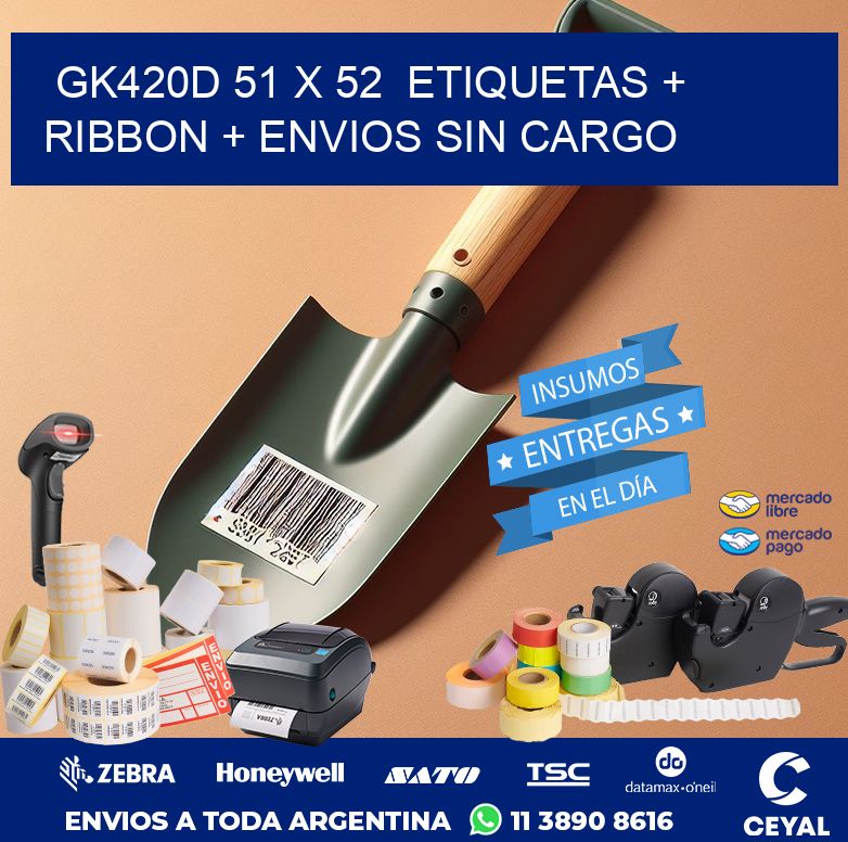 GK420D 51 x 52  etiquetas + ribbon + envios sin cargo