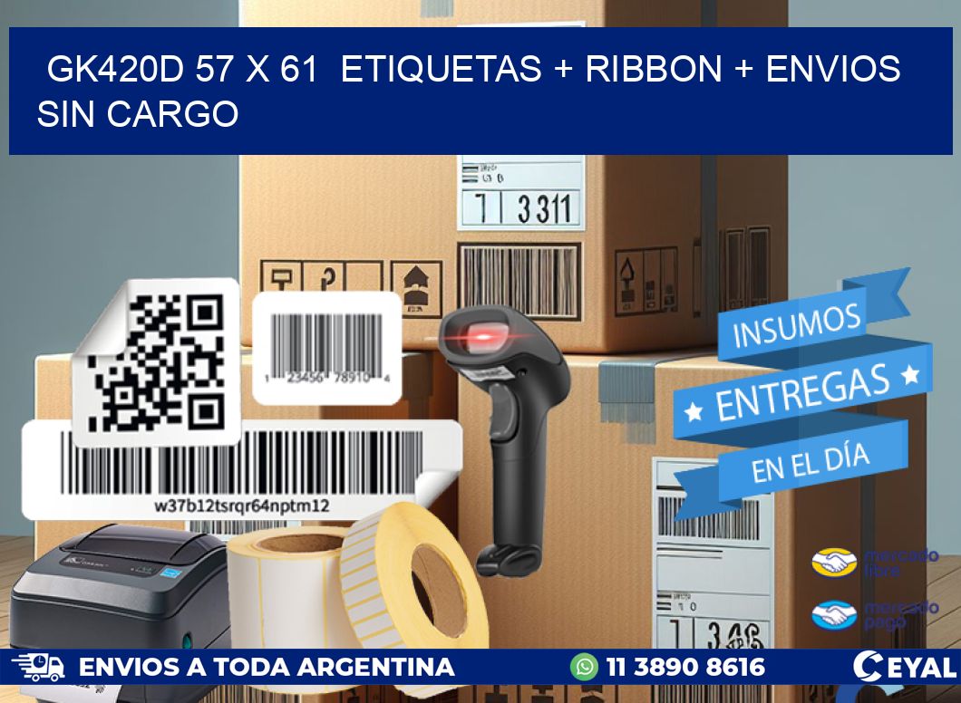 GK420D 57 x 61 etiquetas + ribbon + envios sin cargo