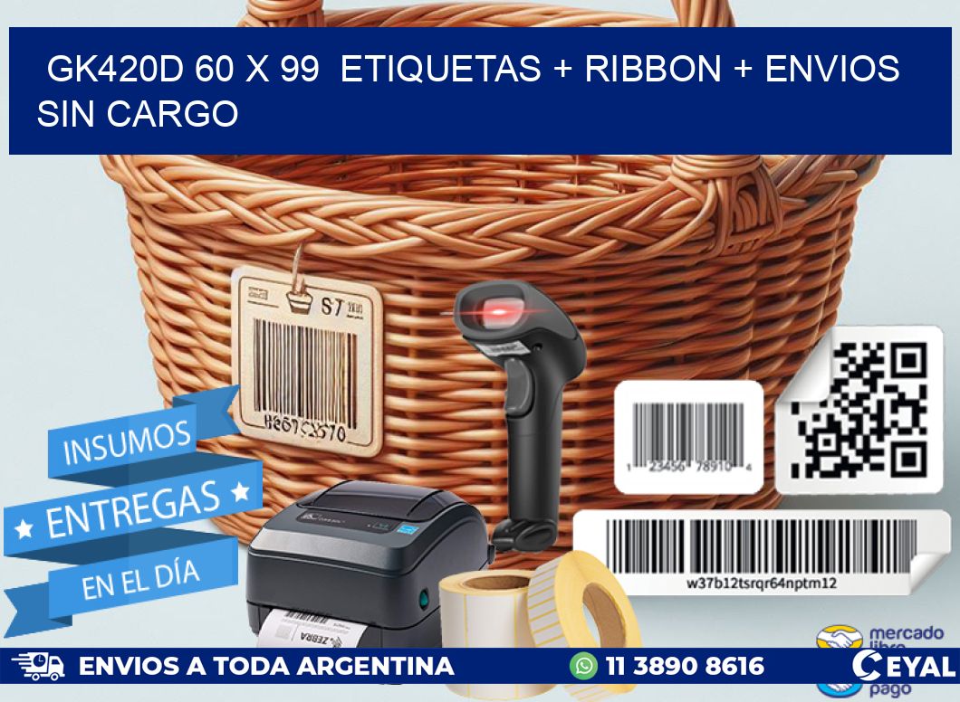 GK420D 60 x 99 etiquetas + ribbon + envios sin cargo