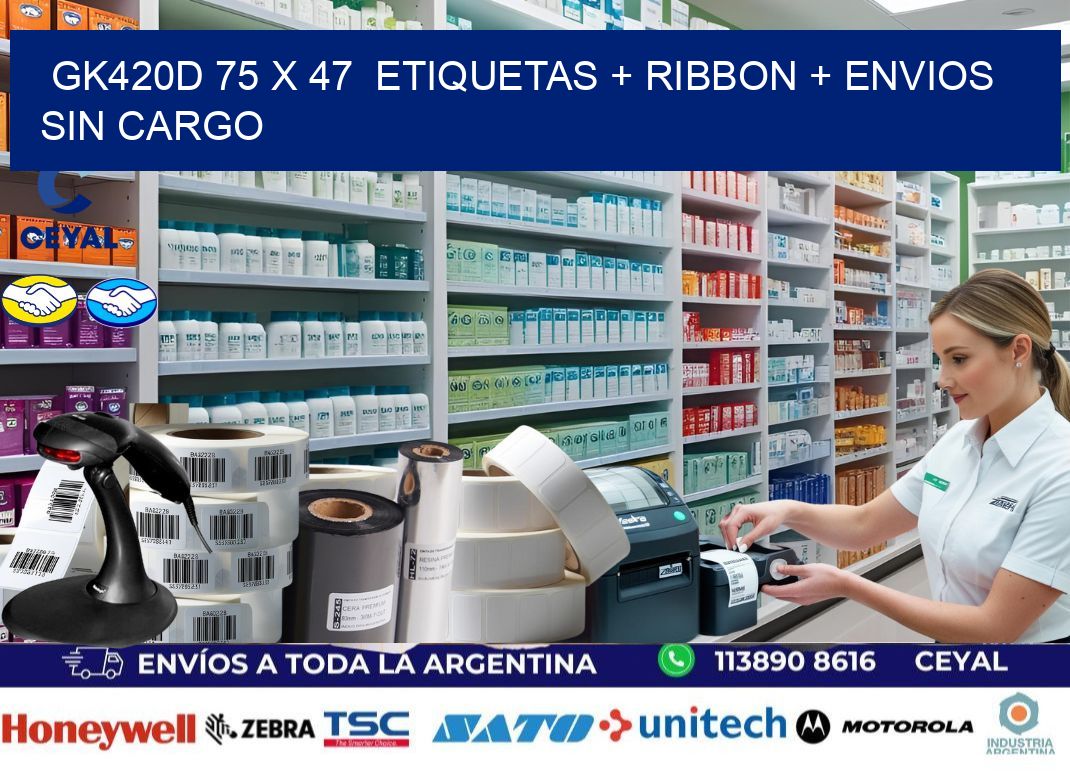 GK420D 75 x 47  etiquetas + ribbon + envios sin cargo