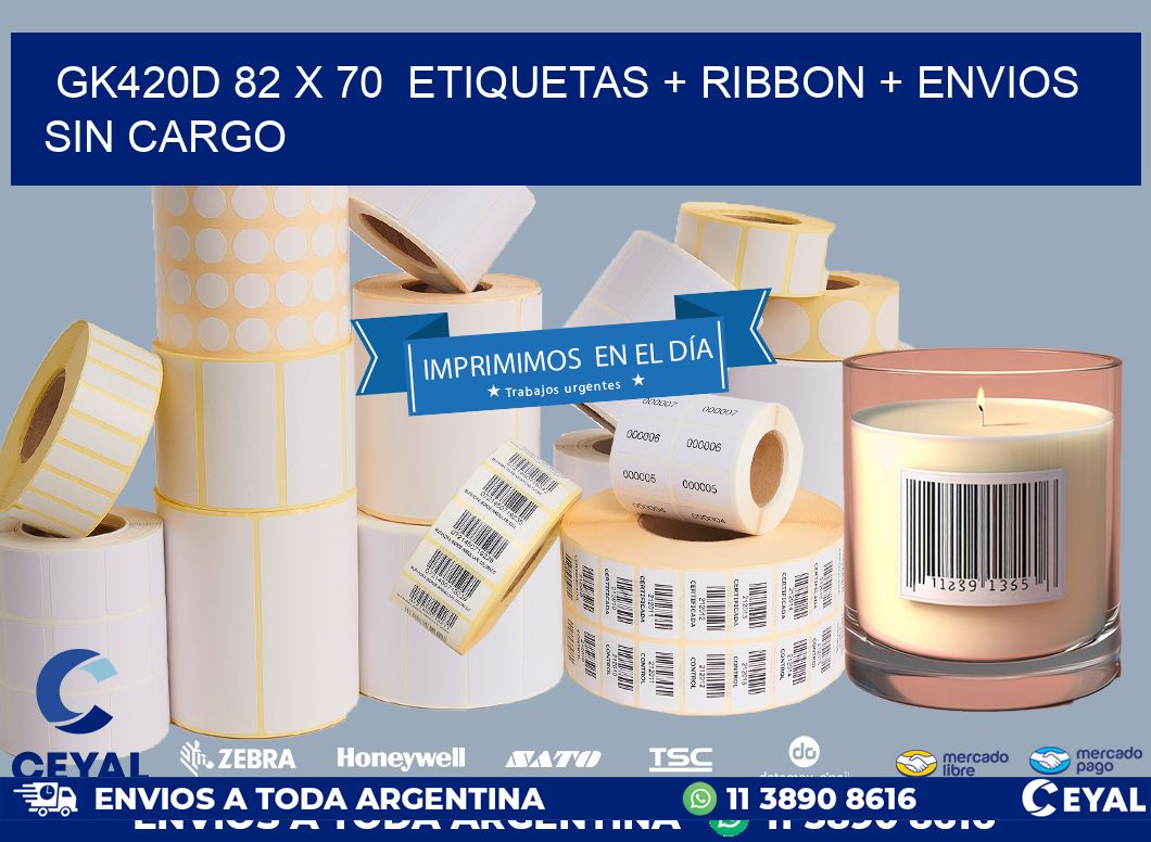 GK420D 82 x 70  etiquetas + ribbon + envios sin cargo