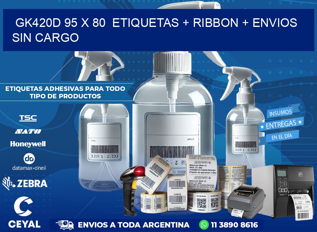 GK420D 95 x 80  etiquetas + ribbon + envios sin cargo