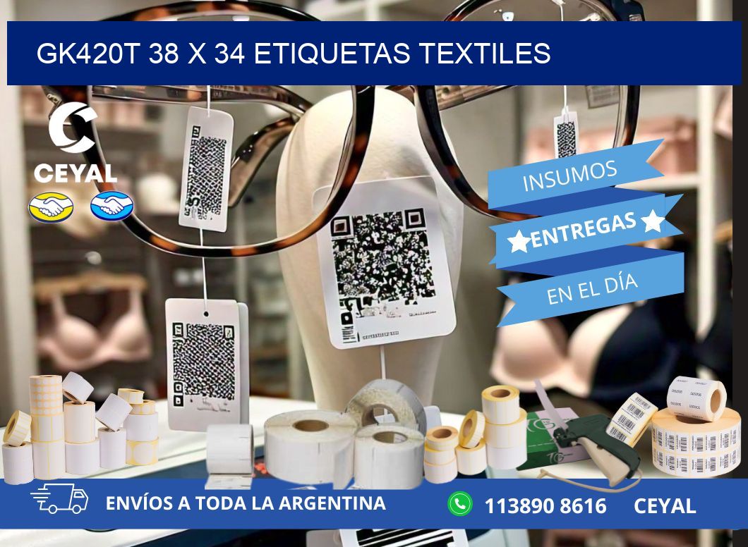 GK420T 38 x 34 ETIQUETAS TEXTILES