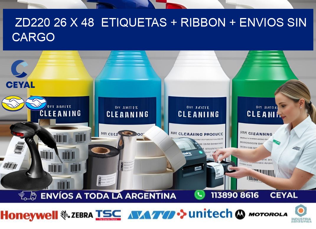 ZD220 26 x 48  etiquetas + ribbon + envios sin cargo