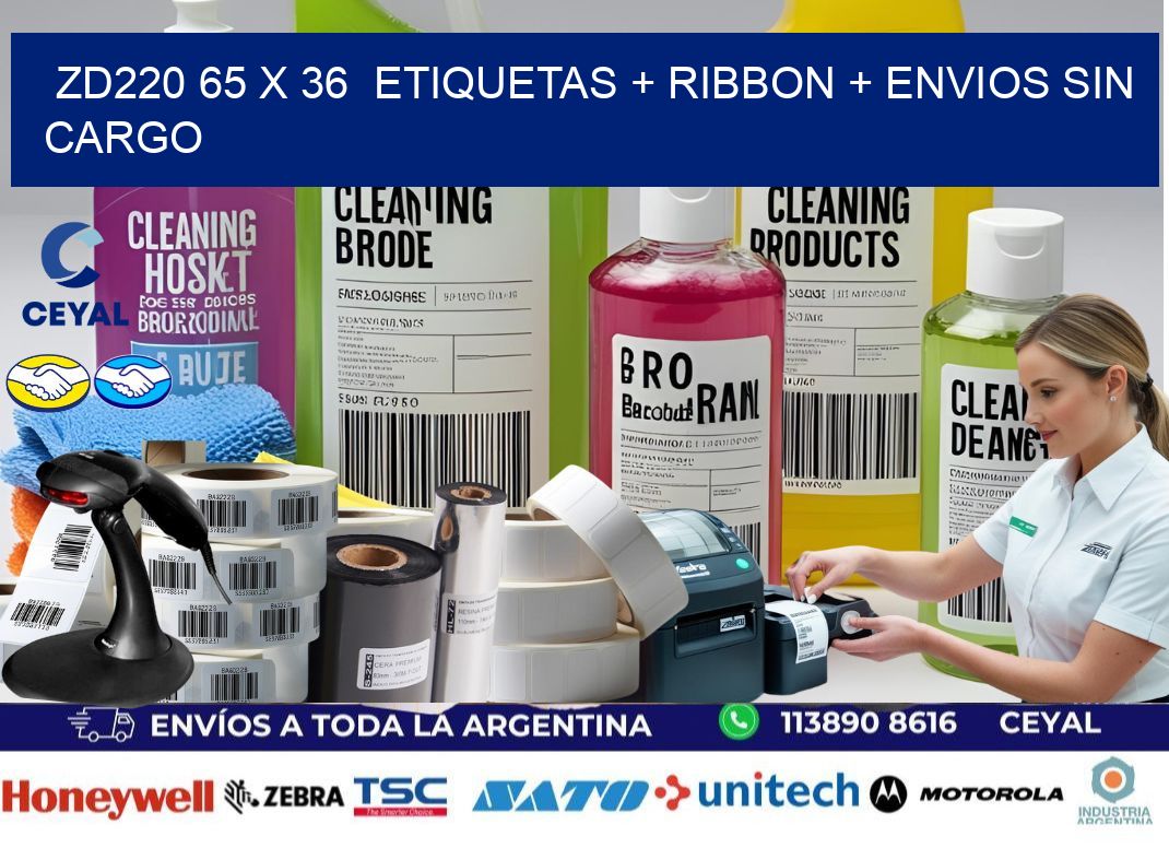 ZD220 65 x 36 etiquetas + ribbon + envios sin cargo