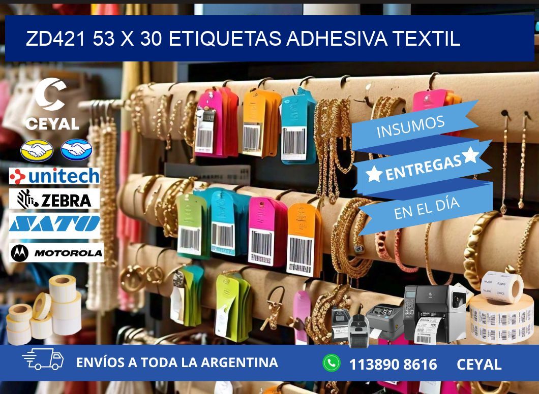 ZD421 53 x 30 ETIQUETAS ADHESIVA TEXTIL