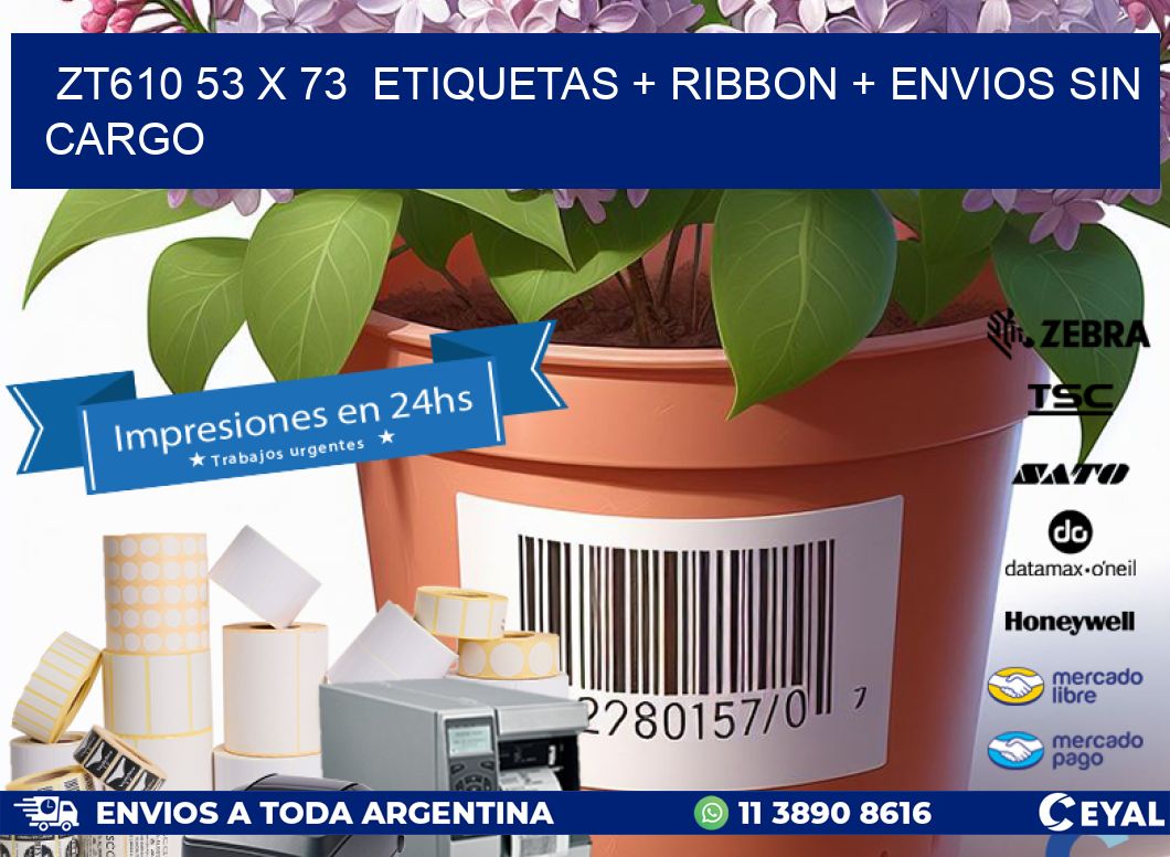ZT610 53 x 73  etiquetas + ribbon + envios sin cargo
